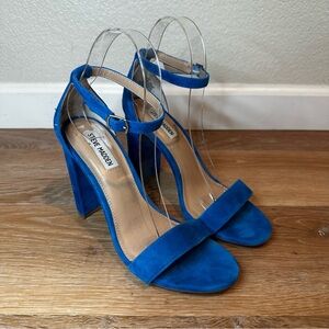 Steve Madden Carrson Heels Blue Ankle Strap Sandals, Size 8.5